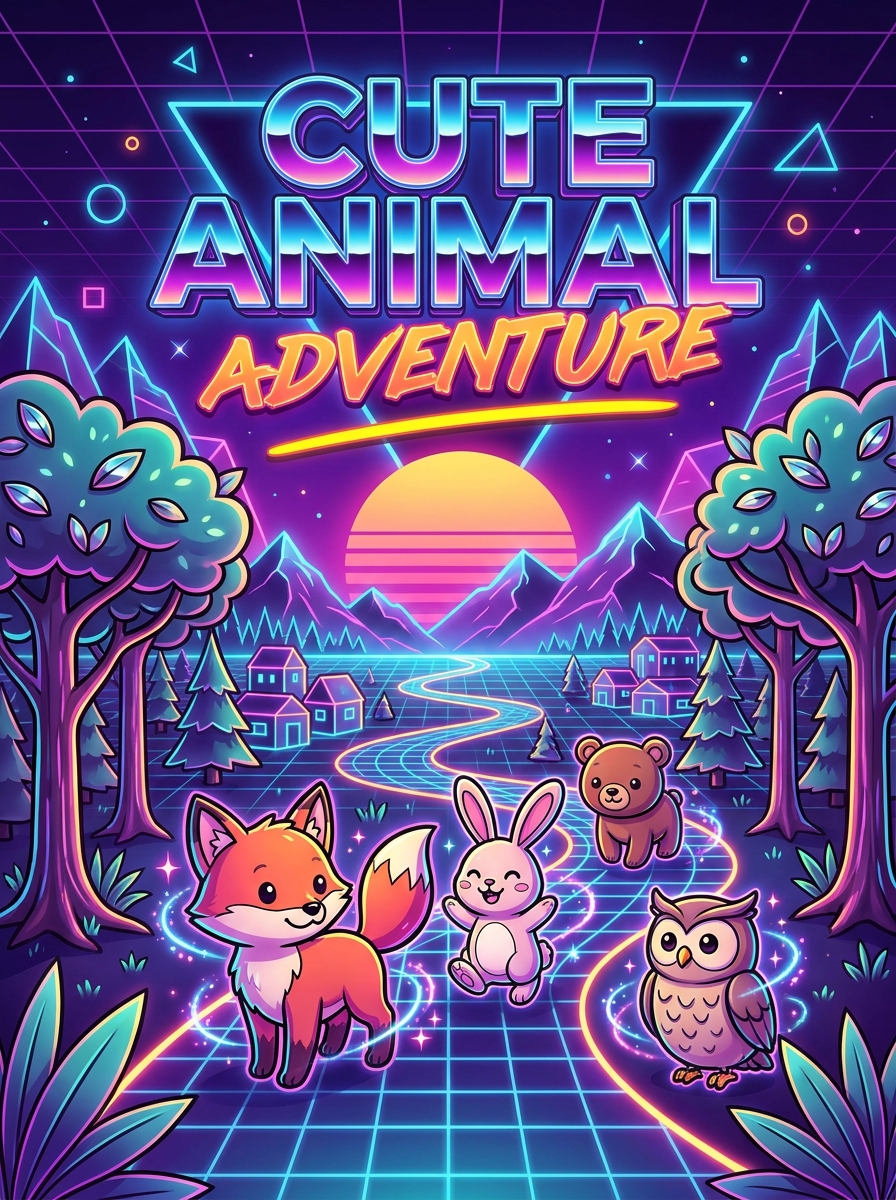 Retro 80s Neon colouring style