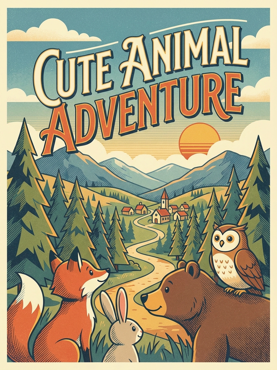 Vintage Travel Poster colouring style
