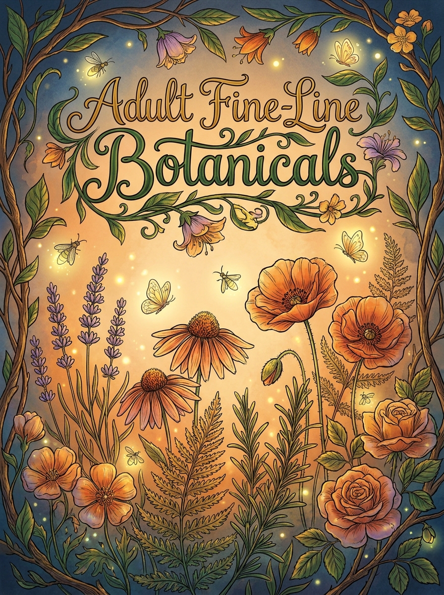 Adult Fine-Line Botanicals colouring book