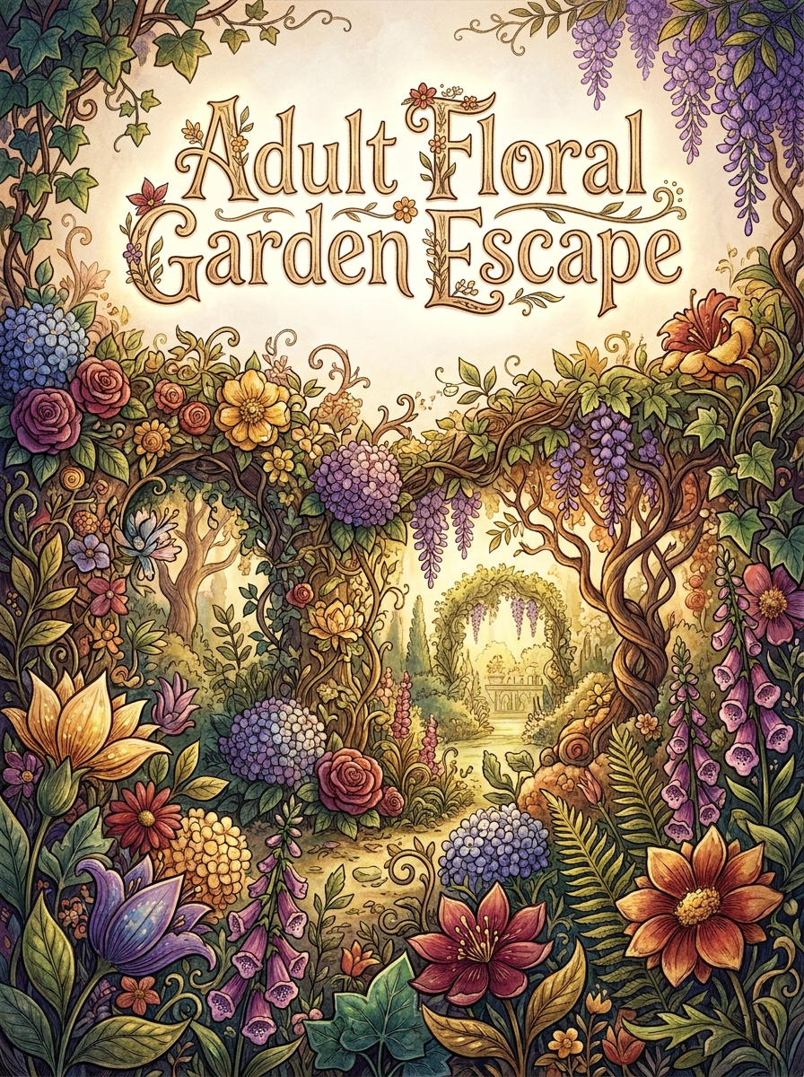 Adult Floral Garden Escape colouring book