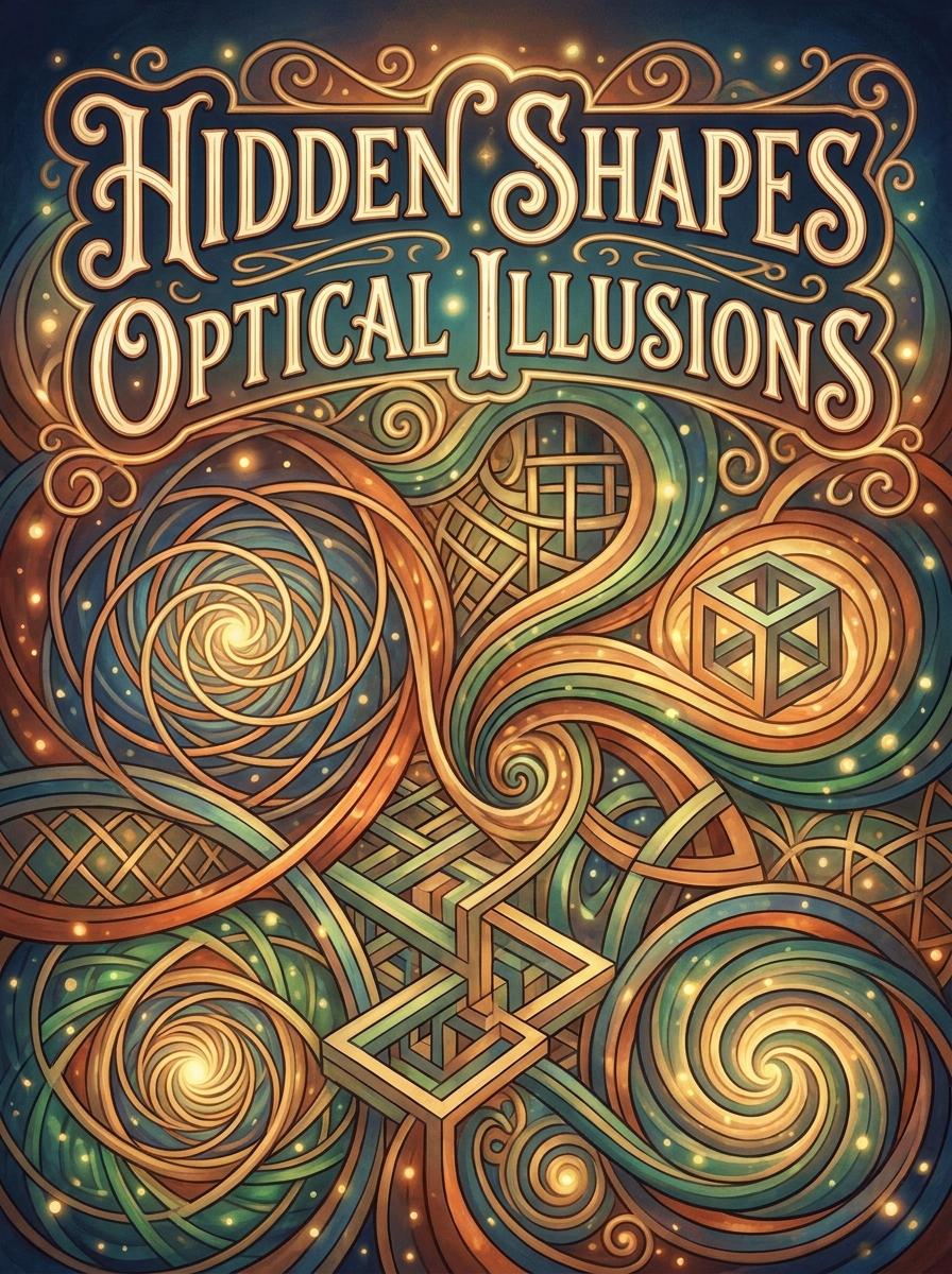 Hidden Shapes Optical Illusions colouring book