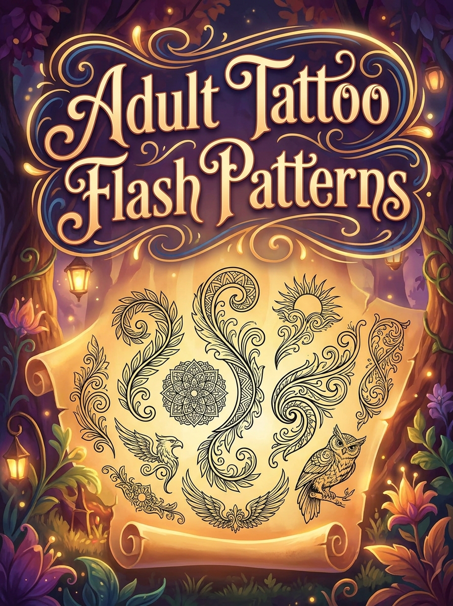 Adult Tattoo Flash Patterns colouring book