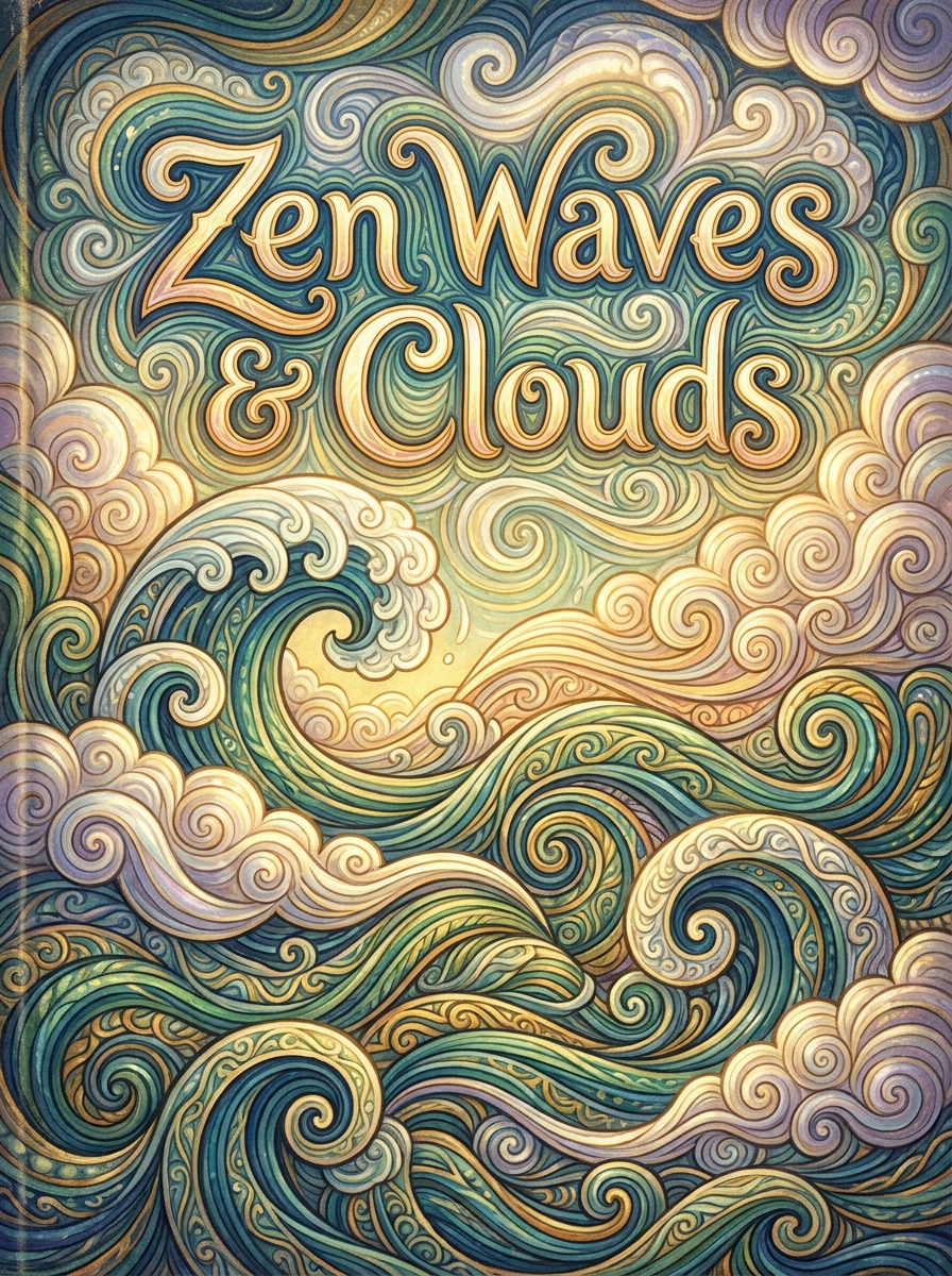 Zen Waves & Clouds colouring book