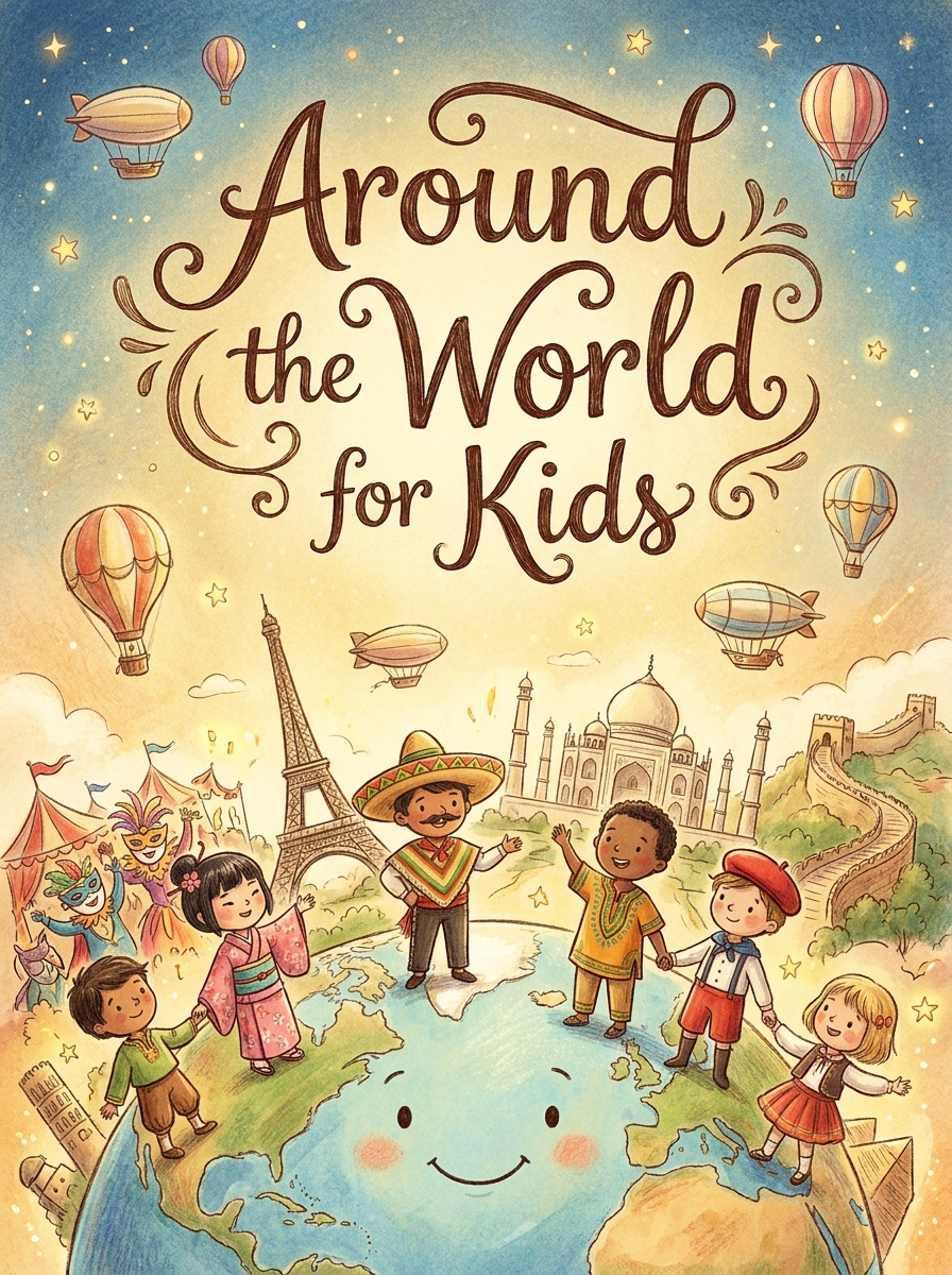 Around the World for Kids colouring book