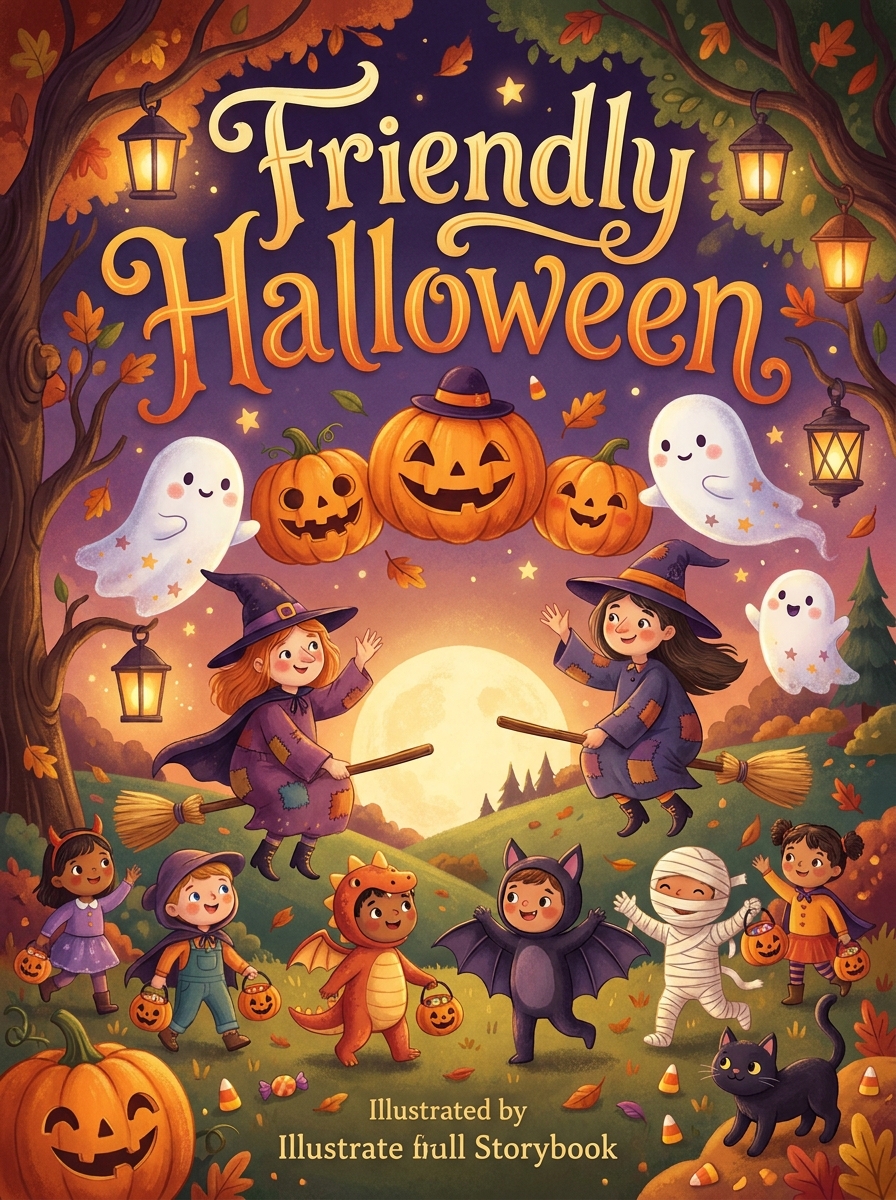 Friendly Halloween colouring book