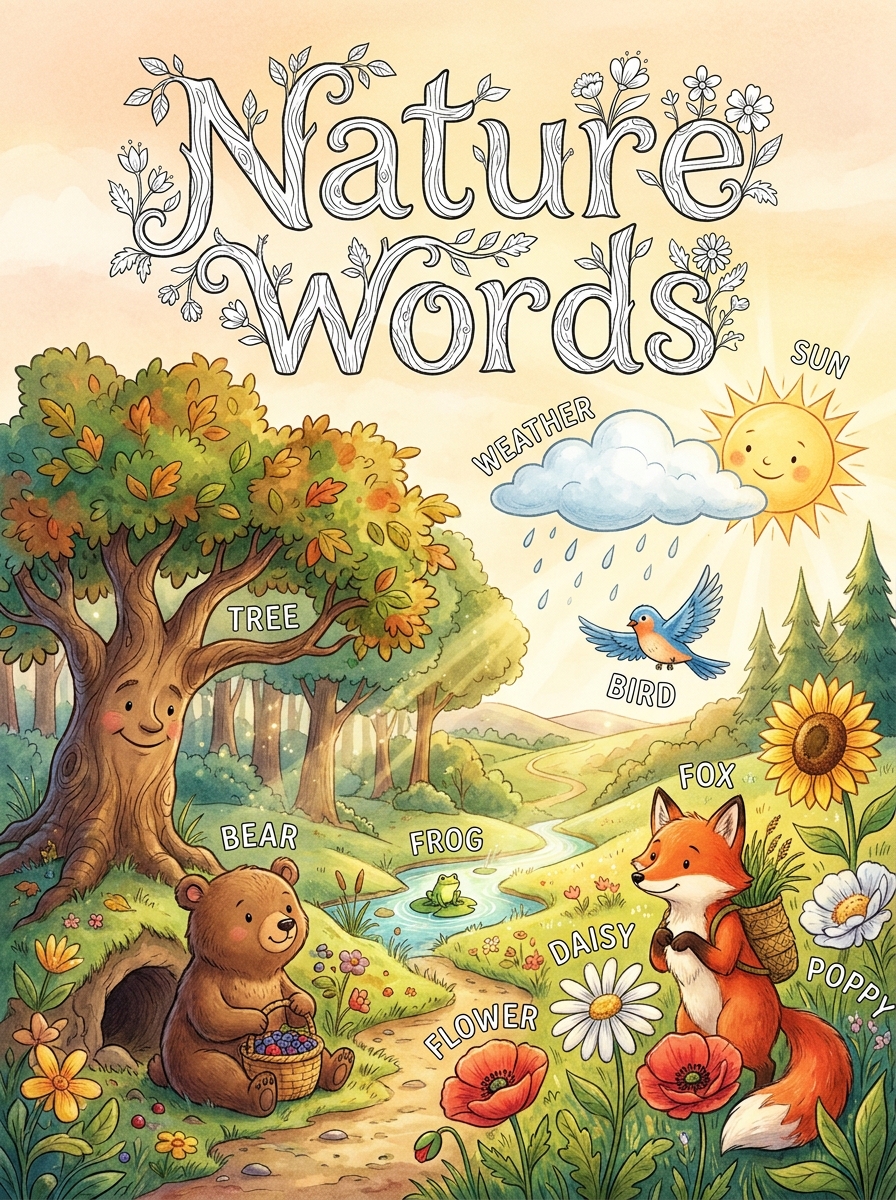 Nature Words colouring book