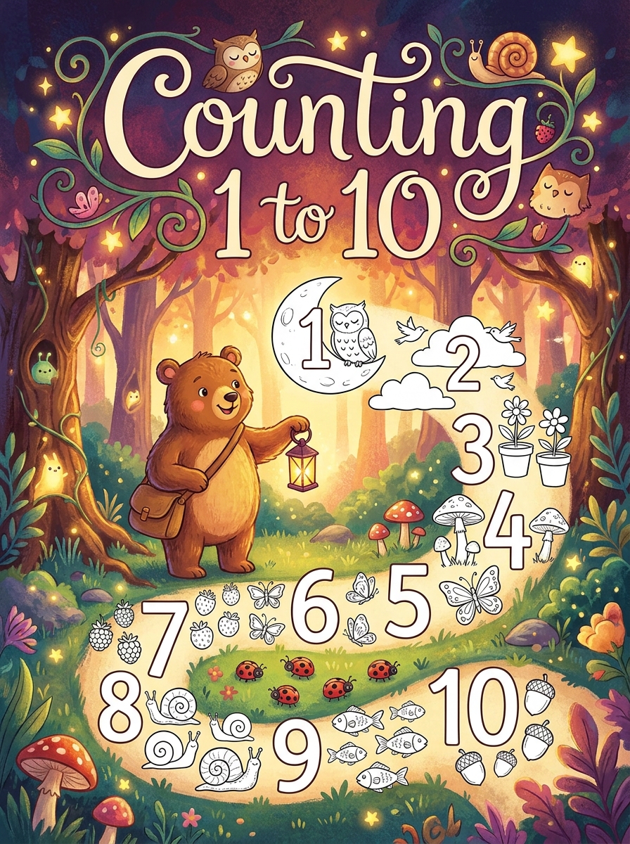 Counting 1 to 10 colouring book