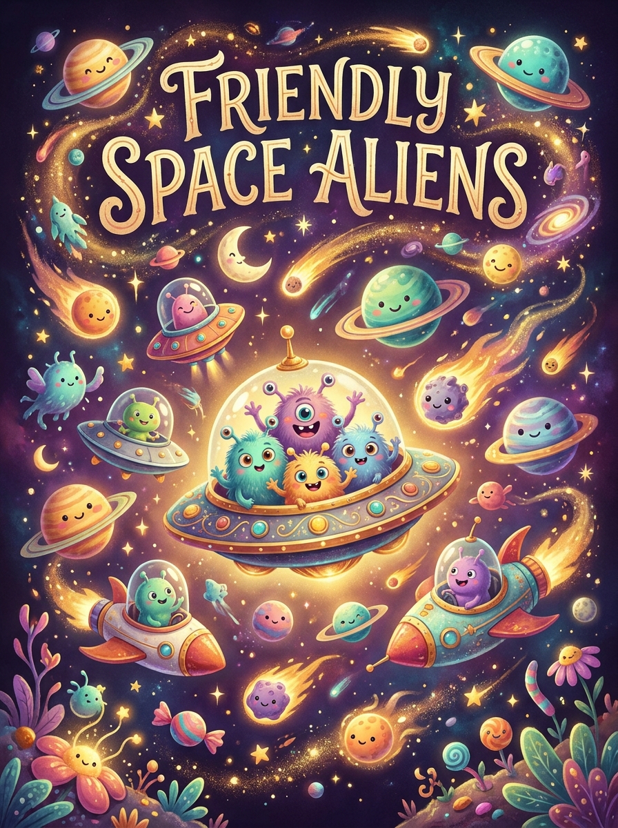 Friendly Space Aliens colouring book