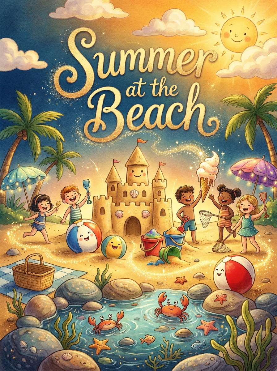 Summer at the Beach colouring book
