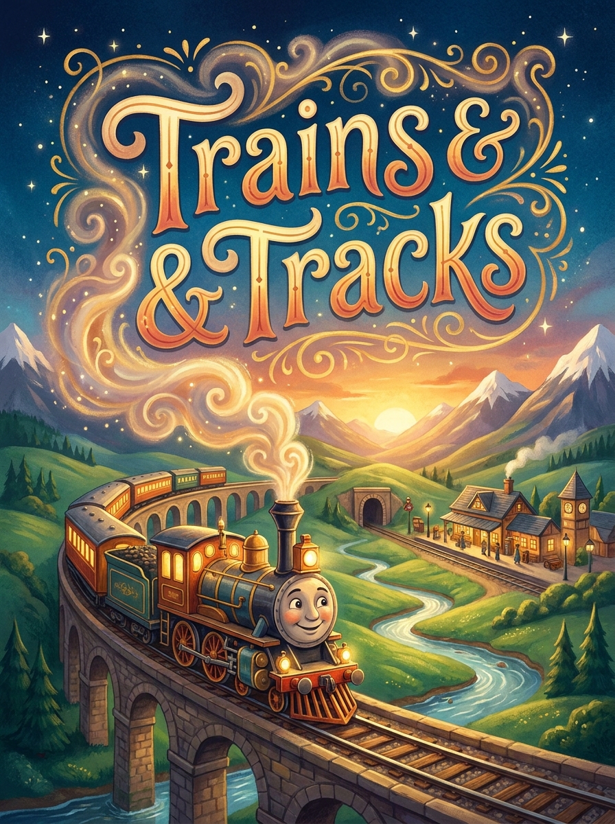 Trains & Tracks colouring book