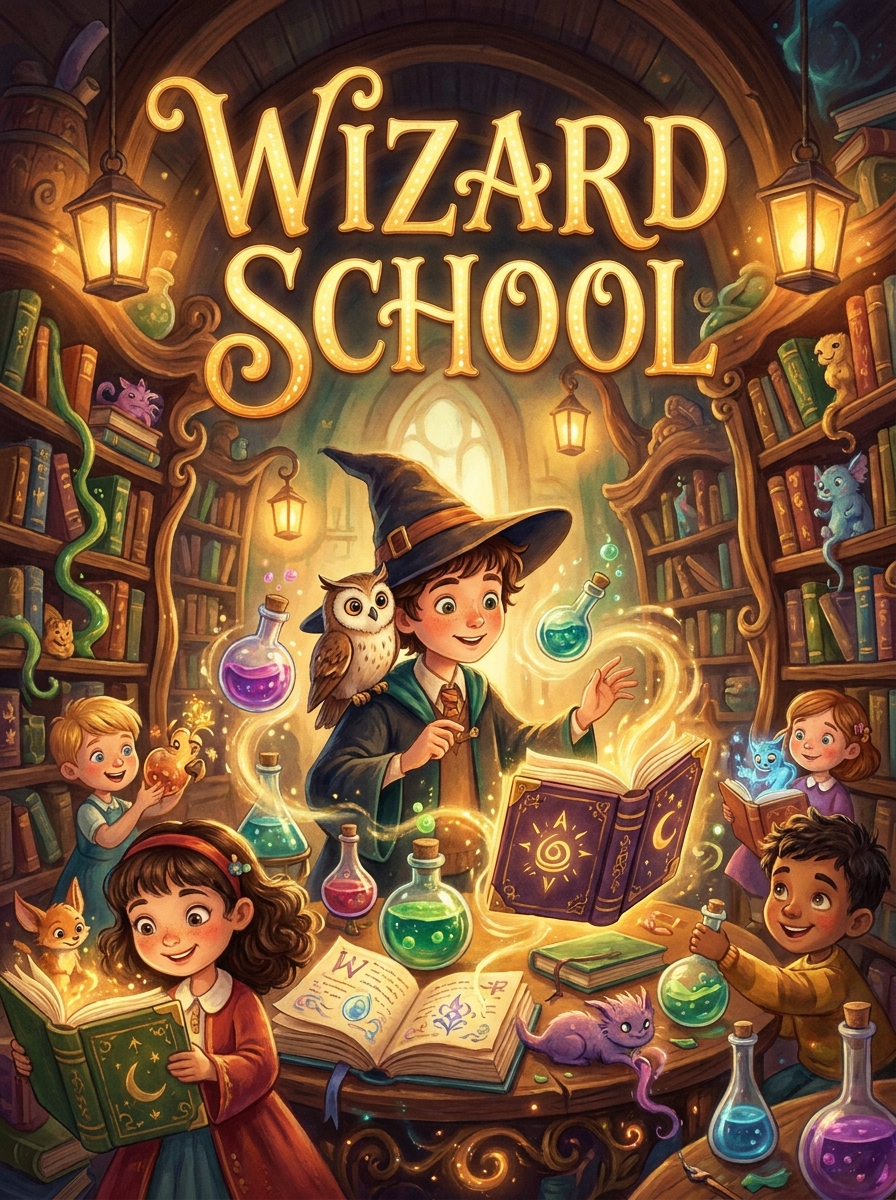 Wizard School colouring book