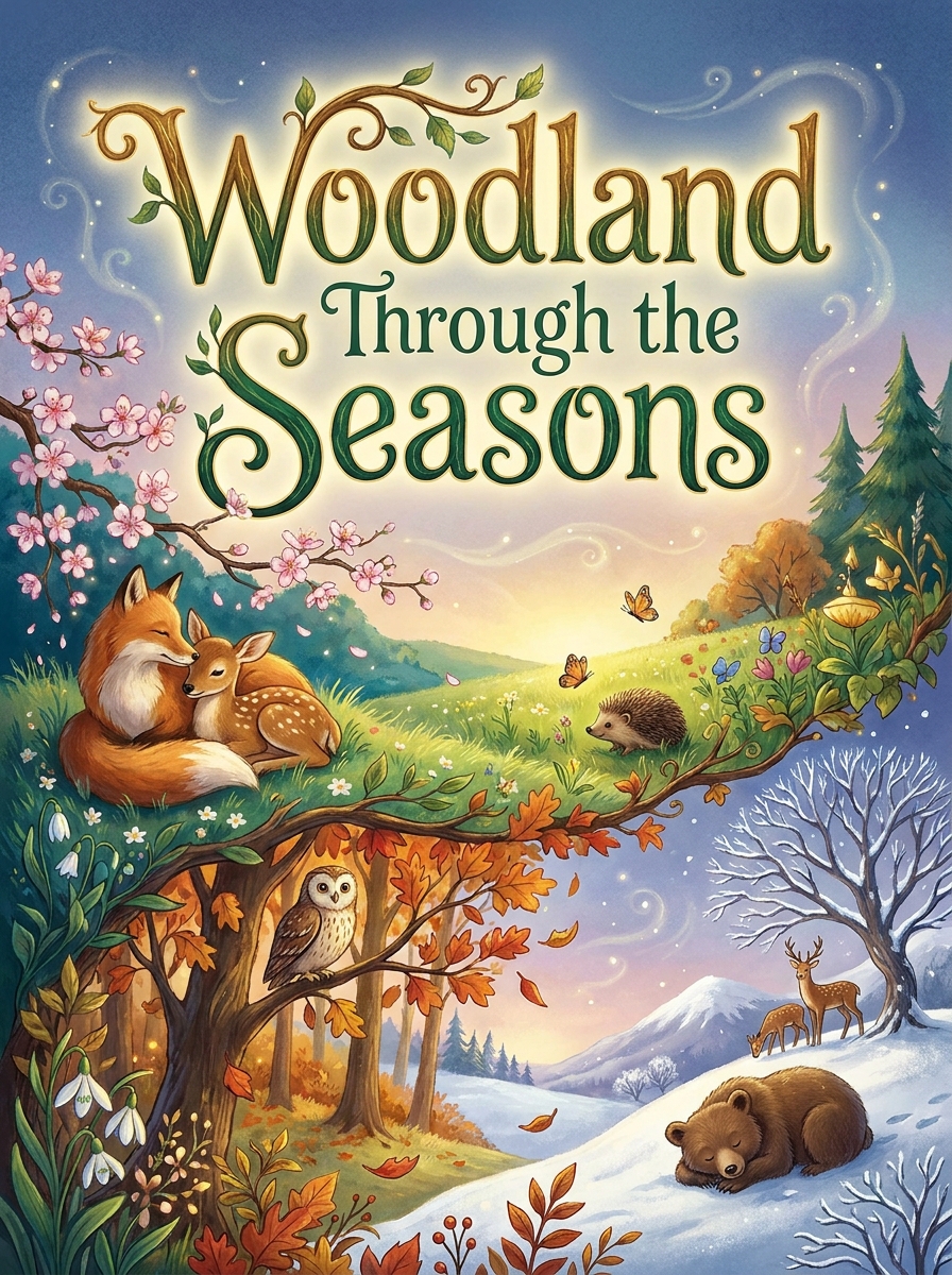 Woodland Through the Seasons colouring book